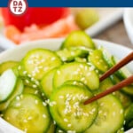 This Japanese cucumber salad is a light and refreshing blend of thinly sliced cucumbers tossed in a homemade dressing and garnished with sesame seeds.